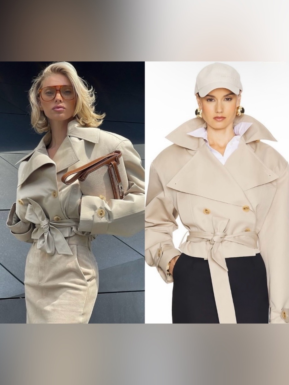 NWT Helsa Oversized Cropped Trench in Chino